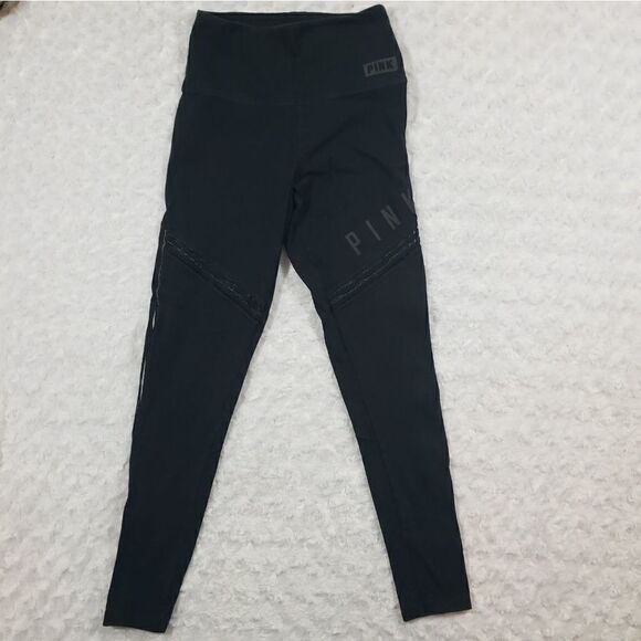Pink mesh inset black leggings small - Picture 1 of 10